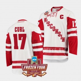 Britta Curl Wisconsin Badgers 7-Time National Champs White Womens Ice Hockey Jersey 17