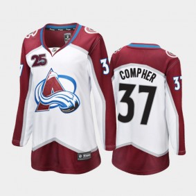 2020-21 Women Colorado Avalanche J.T. Compher #37 25th Anniversary Away Jersey - White