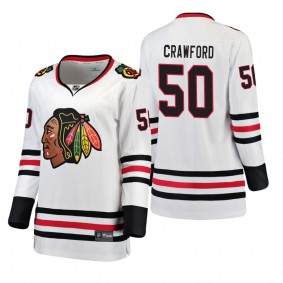 Women's Corey Crawford #50 Chicago Blackhawks Away Breakaway Player White Bargain Jersey