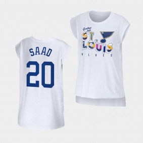 Brandon Saad #20 St. Louis Blues T-Shirt Women WEAR by Erin Andrews Greetings From Sleeveless White Tee