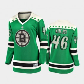 Women Boston Bruins David Krejci #46 2021 St. Patrick's Day Jersey - Green