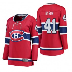 Women's Paul Byron #41 Montreal Canadiens Home Breakaway Player Red Bargain Jersey