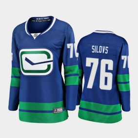 2021 Women Vancouver Canucks Arturs Silovs #76 Alternate Jersey - Blue
