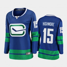 2021 Women Vancouver Canucks Matthew Highmore #15 Alternate Jersey - Blue