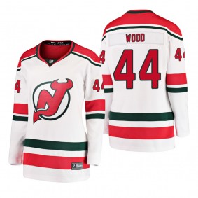 Women's Miles Wood #44 New Jersey Devils 2019 Alternate Breakaway Player Fanatics Branded White Bargain Jersey