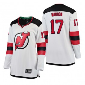 Women's Patrick Maroon #17 New Jersey Devils Away Breakaway Player White Bargain Jersey