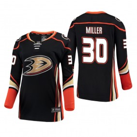 Women's Ryan Miller #30 Anaheim Ducks Home Breakaway Player Black Bargain Jersey
