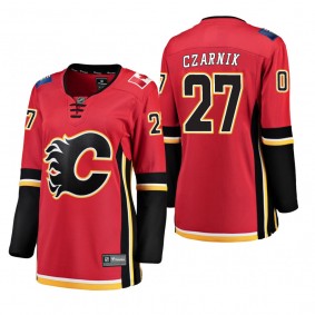 Women's Austin Czarnik #27 Calgary Flames Home Breakaway Player Red Bargain Jersey