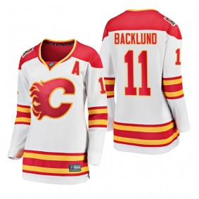 Women's Mikael Backlund #11 Flames 2019 Heritage Classic Breakaway White Jersey