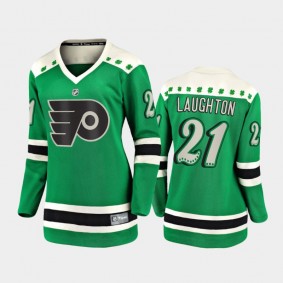 Women Philadelphia Flyers Scott Laughton #21 2021 St. Patrick's Day Jersey - Green