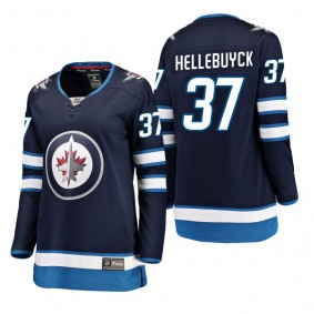 Women's Connor Hellebuyck #37 Winnipeg Jets Home Breakaway Player Navy Bargain Jersey