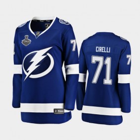 Women Tampa Bay Lightning Anthony Cirelli #71 2021 Stanley Cup Final Home Jersey - Blue