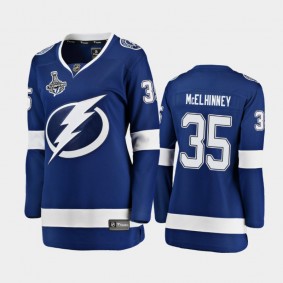 Women's Tampa Bay Lightning Curtis McElhinney #35 2020 Stanley Cup Champions Home Breakaway Player Jersey - Blue