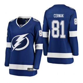 Women's Erik Cernak #81 Tampa Bay Lightning Home  Breakaway Player blue Bargain Jersey