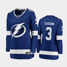 2021 Women Tampa Bay Lightning Fredrik Claesson #3 Home Jersey - Blue