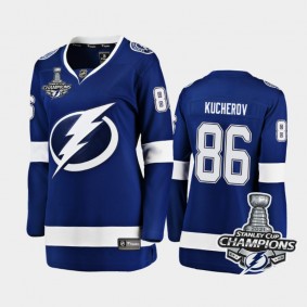 Women Tampa Bay Lightning Nikita Kucherov #86 2021 Stanley Cup Champions Home Jersey - Blue