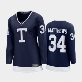 Women Toronto Maple Leafs Auston Matthews #34 Heritage Classic 2022 Jersey Navy