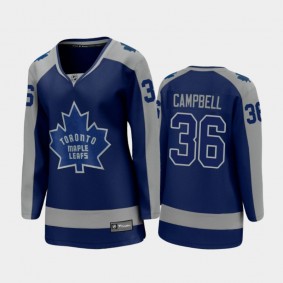 2021 Women Toronto Maple Leafs Jack Campbell #36 Reverse Retro Jersey - Blue