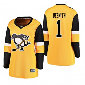 Women's Casey DeSmith #1 Pittsburgh Penguins 2019 Alternate Breakaway Player Gold Bargain Jersey