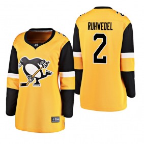Women's Chad Ruhwedel #2 Pittsburgh Penguins 2019 Alternate Breakaway Player Gold Bargain Jersey