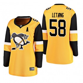 Women's Kris Letang #58 Pittsburgh Penguins 2019 Alternate Breakaway Player Gold Bargain Jersey