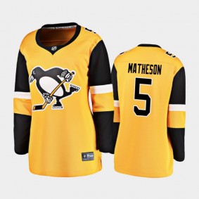 2020-21 Women's Pittsburgh Penguins Mike Matheson #5 Alternate Breakaway Player Jersey - Gold