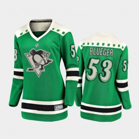 Women Pittsburgh Penguins Teddy Blueger #53 2021 St. Patrick's Day Jersey - Green