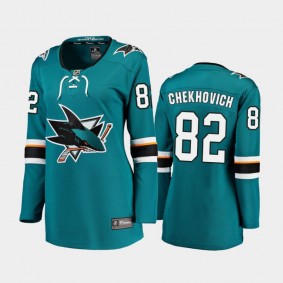 2021 Women San Jose Sharks Ivan Chekhovich #82 Home Jersey - Teal