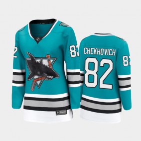 2021 Women San Jose Sharks Ivan Chekhovich #82 Throwback 30th Anniversary Jersey - Teal