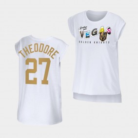 Vegas Golden Knights WEAR by Erin Andrews Shea Theodore Women Greetings From Sleeveless White T-Shirt