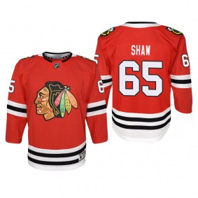 Youth Chicago Blackhawks Andrew Shaw #65 Home 2019-20 Premier Red Jersey