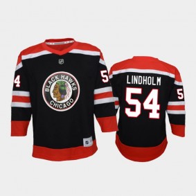 Youth Chicago Blackhawks Anton Lindholm #54 Reverse Retro 2020-21 Special Edition Replica Black Jersey