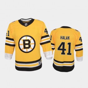 Youth Boston Bruins Jaroslav Halak #41 Reverse Retro 2020-21 Replica Gold Jersey