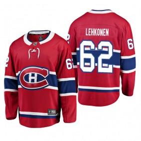 Youth Montreal Canadiens Artturi Lehkonen #62 Home Low-Priced Breakaway Player Red Jersey