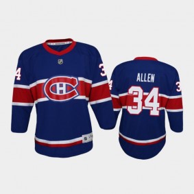 Youth Montreal Canadiens Jake Allen #34 Reverse Retro 2020-21 Special Edition Replica Royal Jersey