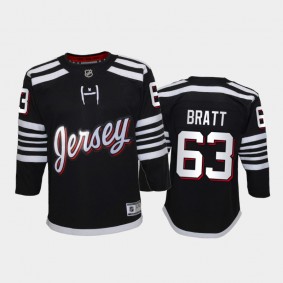 Youth New Jersey Devils Jesper Bratt #63 Alternate 2021-22 Premier Player Black Jersey
