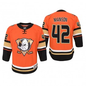 Youth Anaheim Ducks Josh Manson #42 Alternate 2019-20 Premier Fanatics Orange Jersey