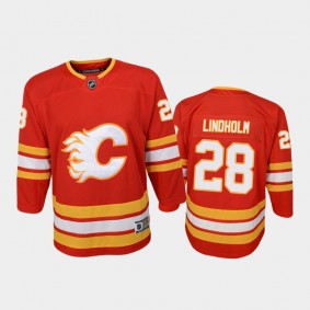 Youth Calgary Flames Elias Lindholm #28 Home 2020-21 Premier Red Jersey