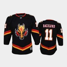 Youth Calgary Flames Mikael Backlund #11 Reverse Retro 2020-21 Replica Black Jersey