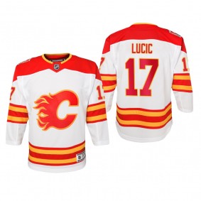 Youth Calgary Flames Milan Lucic #17 2019 Heritage Classic Premier White Jersey