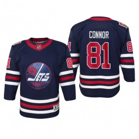 Youth Winnipeg Jets Kyle Connor #81 2019 Heritage Classic Premier Navy Jersey