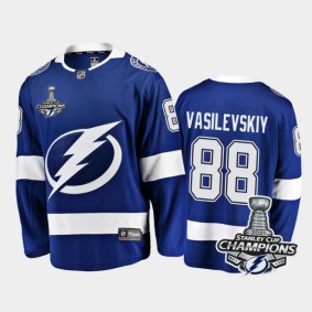 Youth Tampa Bay Lightning Andrei Vasilevskiy #88 2021 Stanley Cup Champions Home Blue Jersey
