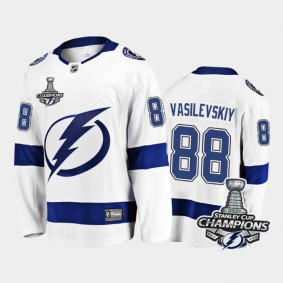 Youth Tampa Bay Lightning Andrei Vasilevskiy #88 2021 Stanley Cup Champions Away White Jersey