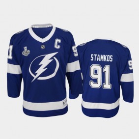 Youth Lightning Steven Stamkos #91 2020 Stanley Cup Final Home Replica Player Blue Jersey