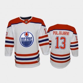Youth Edmonton Oilers Jesse Puljujarvi #13 Reverse Retro 2020-21 Special Edition Replica White Jersey