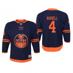 Youth Edmonton Oilers Kris Russell #4 Alternate Premier Navy Jersey