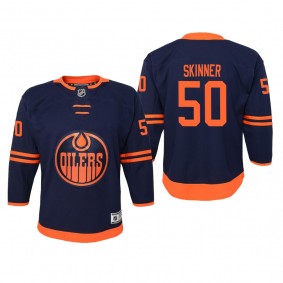 Youth Edmonton Oilers Stuart Skinner #50 Alternate Premier Navy Jersey