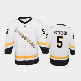 Youth Pittsburgh Penguins Mike Matheson #5 Reverse Retro 2020-21 Replica White Jersey