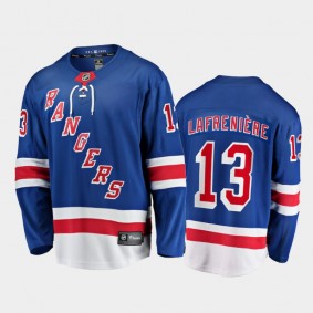 Youth Rangers Alexis Lafreniere #13 2020 NHL Draft 1st 2020-21 Home Blue Jersey