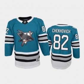 Youth San Jose Sharks Ivan Chekhovich #82 Throwback 2021 30th Anniversary Teal Jersey